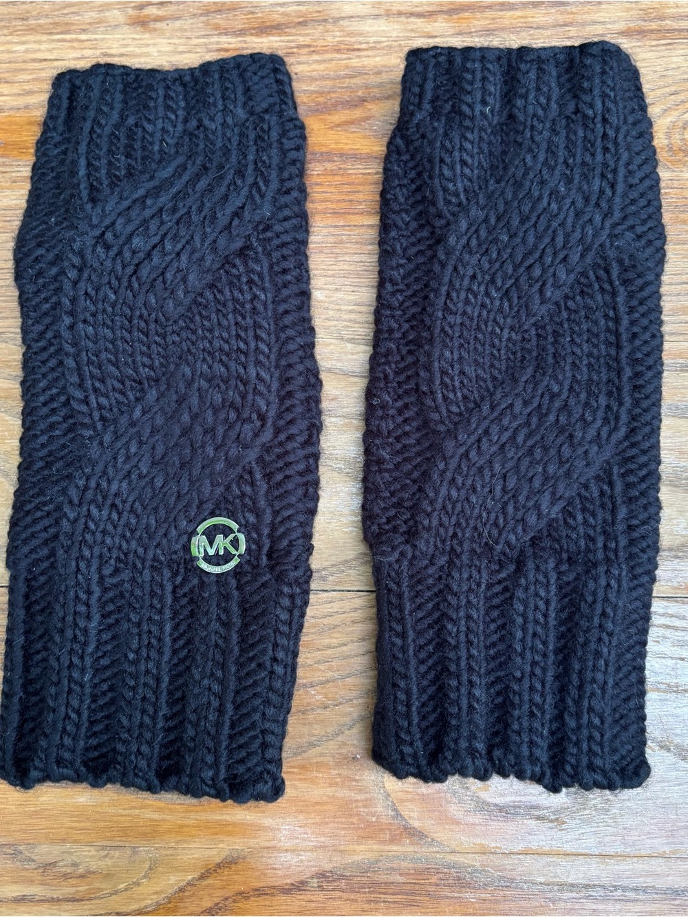 Michael Kors Womens Fingerless Gloves Arm Warmers Knitted Fabric Navy One Size
